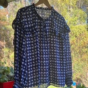 Counterparts Navy and White Checkered Blouse